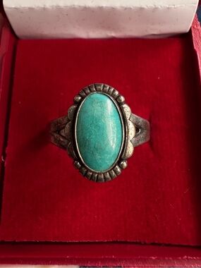 925 Sterling Silver Native American Turquoise Ring Size 9